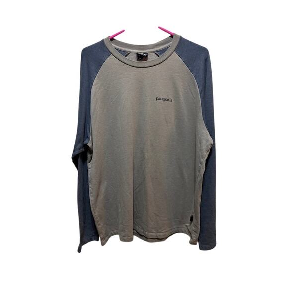 Patagonia Men's Crewneck Two-tone Gray Sweatshirt Mountain Logo on back sz XL - Picture 1 of 10